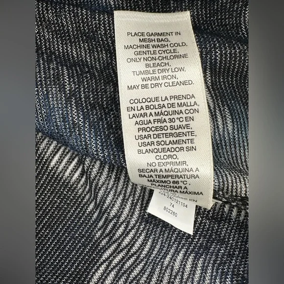 Chico's Knit Jacquard Duster Open Front Cardigan XXL Blue Burnout Knit Elbow SLV - Picture 11 of 11